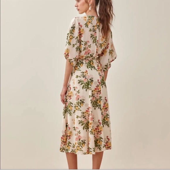 New Reformation Karen Milo Dress Floral Wrap M - Picture 3 of 13